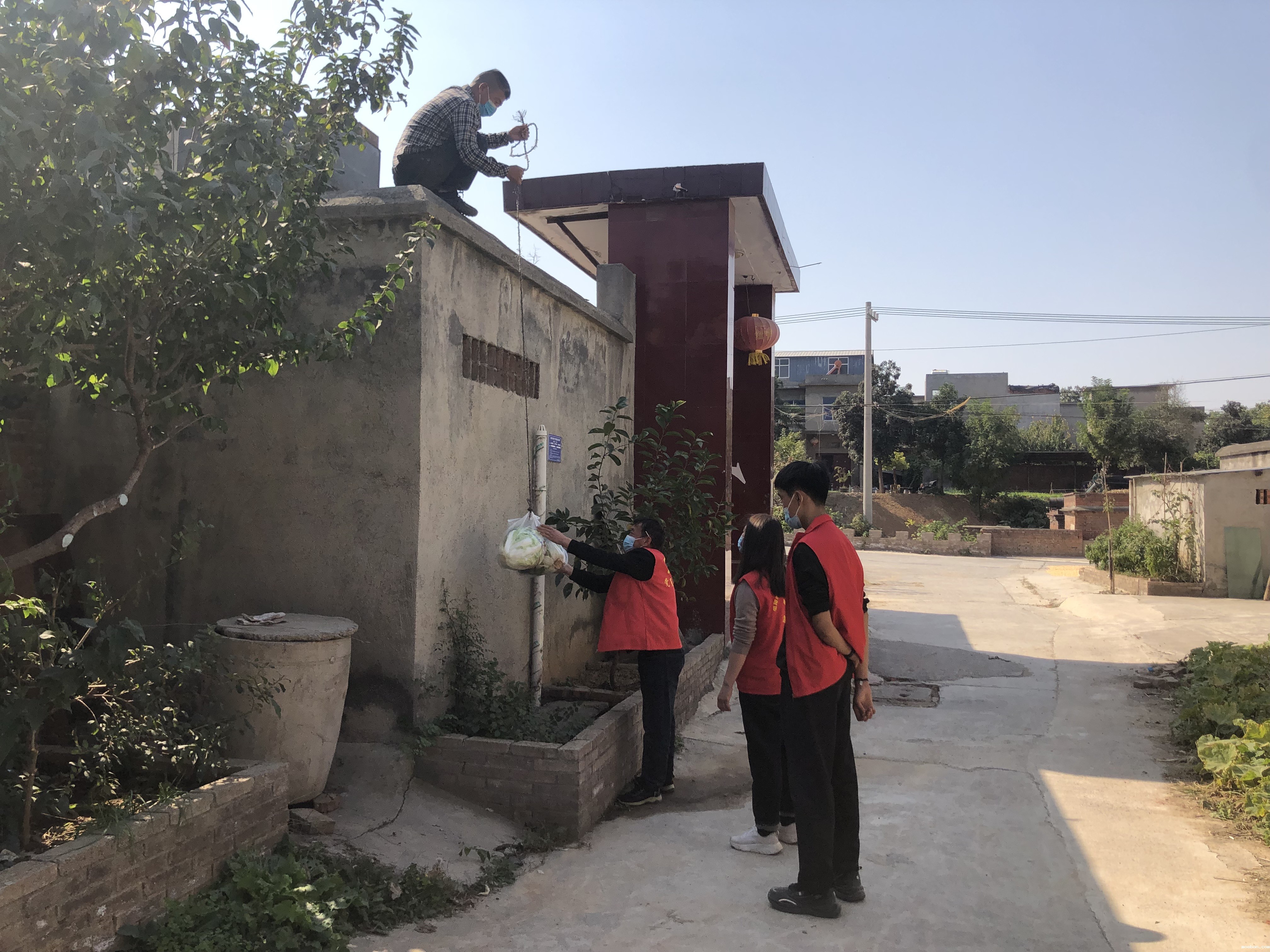 党员志愿者为隔离户送菜上门.JPG
